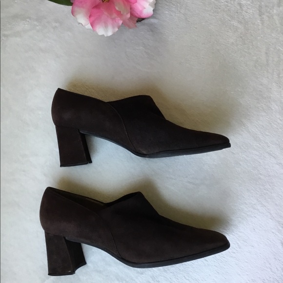 Stuart Weitzman Shoes - STUART WEITZMAN Slip- In Brown Suede Heels